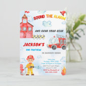 編集可能な消防車の招待状 招待状 (スタンド正面)