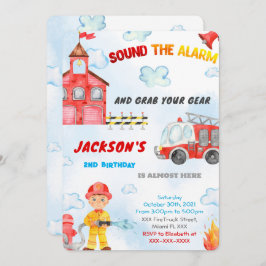 編集可能な消防車の招待状 招待状