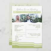 編集可能な淡い緑のソフトパステルウェディングプログラムのレイアウト プログラム (正面/裏面)