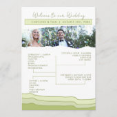 編集可能な淡い緑のソフトパステルウェディングプログラムのレイアウト プログラム (正面)