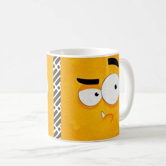 編集可能な漫画顔式 コーヒーマグカップ (正面右)