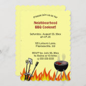 編集可能な炎の近所のBBQクックアウト 招待状 (正面/裏面)