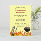 編集可能な炎の近所のBBQクックアウト 招待状 (スタンド正面)