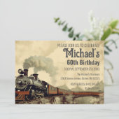 編集可能な煙橋ヴィンテージ蒸気トレイン誕生日 招待状 (スタンド正面)