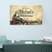 編集可能な煙橋ヴィンテージ蒸気トレイン誕生日 横断幕 (トレードショー)
