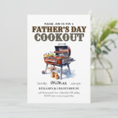 編集可能な父の日クックアウトBBQ招待状 招待状 (スタンド正面)