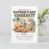 編集可能な父の日クックアウトBBQ招待状 招待状 (スタンド正面)