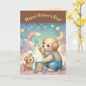 編集可能な父犬と子犬の父の日 カード (黄色い花)