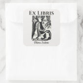 編集可能な牛の横たわる蔵書票ステッカー スクエアシール (バッグ)