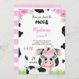 編集可能な牛の誕生日招待状 招待状