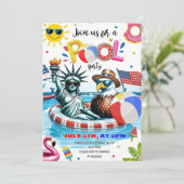 編集可能な独立記念日プールパーティー愛国的な4TH 招待状 (スタンド正面)