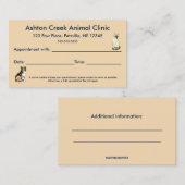 編集可能な獣医クリニックアポイントメントカード 名刺 (正面/裏面)