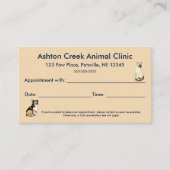 編集可能な獣医クリニックアポイントメントカード 名刺 (正面)
