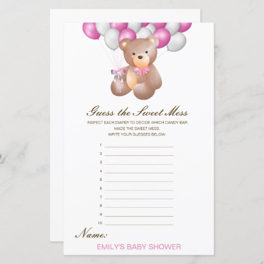 編集可能な甘い混乱、汚れたおむつ推測 (正面/裏面)