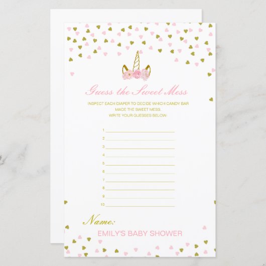 編集可能な甘い混乱、汚れたおむつ推測 (正面/裏面)