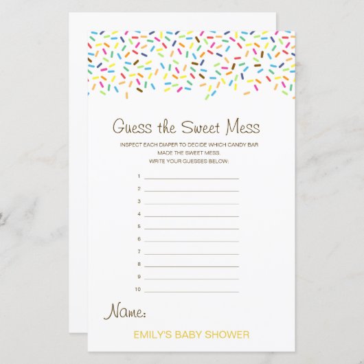 編集可能な甘い混乱、汚れたおむつ推測 (正面/裏面)