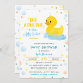 編集可能な男の子ゴムアヒル赤ちゃんシャワー 招待状 (正面/裏面)