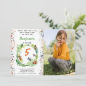 編集可能な男の子 虫の誕生日パーティーの写真 招待状 (スタンド正面)