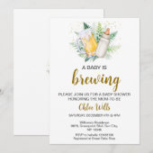 編集可能な男女両用ベビーシャワー招待状 招待状 (正面/裏面)