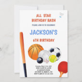 編集可能な男子スポーツパーティー招待状 招待状 (正面)