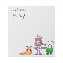 編集可能な男性先生のモンスターメモ帳 ノートパッド