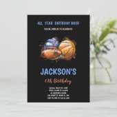 編集可能な男数々のの子 – スポーツパーティー招待状 招待状 (スタンド正面)