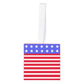 編集可能な画像 および 赤と白のストライプ キューブオーナメント (正面)