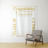 編集可能な白と金の卒業写真用背景 タペストリー (インサイチュ)