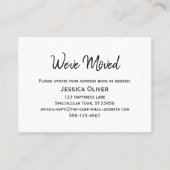 編集可能な白のミニマルな「引っ越しました」カード 名刺 (正面)