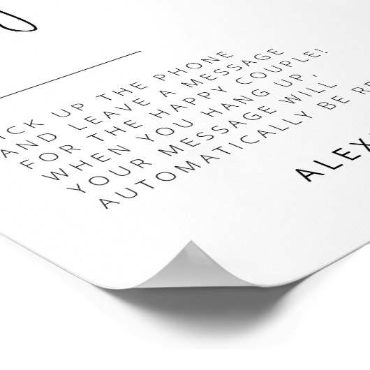 編集可能な白黒の結婚ゲストブックの署名 ポスター (角)