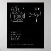 編集可能な白黒結婚のカメラサイン ポスター (正面)