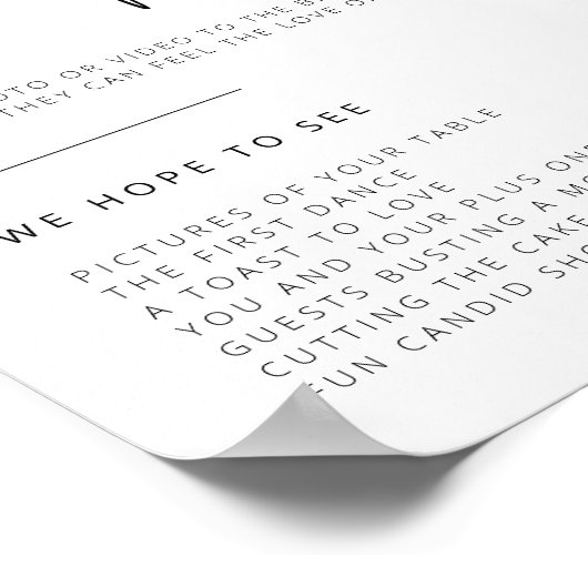 編集可能な白黒結婚の写真サイン ポスター (角)