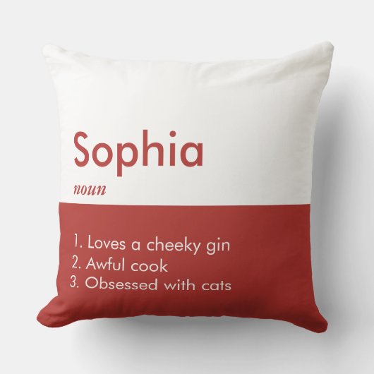 編集可能な碑文カラー枕、名前の枕 クッション (正面)