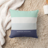 編集可能な碑文Colorblock水平ストライプ文字 クッション (ブランケット)