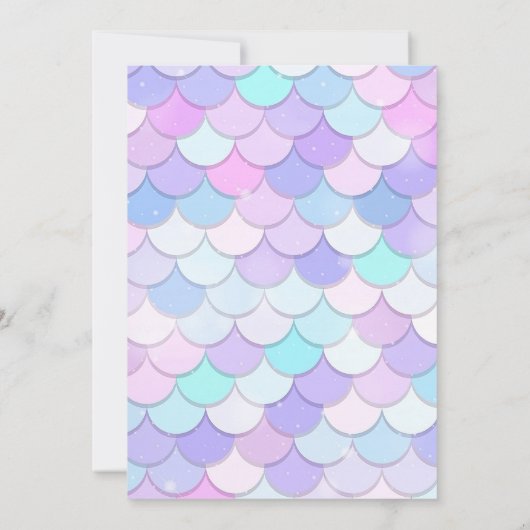 編集可能な私たちの小さな人魚パープルティール（緑がかった色）リトルメール 招待状 (裏面)