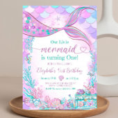 編集可能な私たちの小さな人魚パープルティール（緑がかった色）リトルメール 招待状