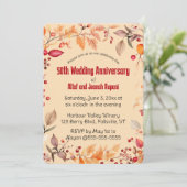 編集可能な秋の落ち葉と実のパーティー 招待状 (スタンド正面)