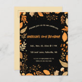 編集可能な秋の誕生日招待状 インビテーションポストカード (正面/裏面)