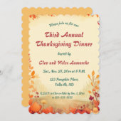編集可能な秋の風景の感謝祭 招待状 (正面/裏面)