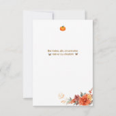 編集可能な秋カボチャ赤ちゃんシャワー サンキューカード (裏面)