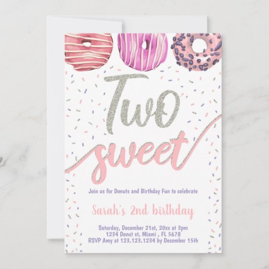 編集可能な第2の誕生日パーティー招待状 招待状 (正面)