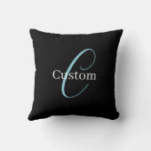 編集可能な筆記体スクリプトモノグラムブラックブルーホワイト クッション (裏面)