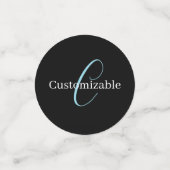 編集可能な筆記体スクリプトモノグラムブラックブルーホワイト コンフェッティ (スモール正面)