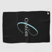 編集可能な筆記体スクリプトモノグラムブラックブルーホワイト ゴルフタオル (横)