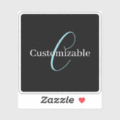 編集可能な筆記体スクリプトモノグラムブラックブルーホワイト シール (シート)