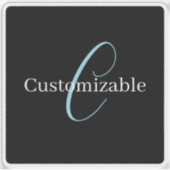 編集可能な筆記体スクリプトモノグラムブラックブルーホワイト シール (正面)