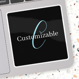 編集可能な筆記体スクリプトモノグラムブラックブルーホワイト シール