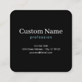 編集可能な筆記体スクリプトモノグラムブラックブルーホワイト スクエア名刺 (裏面)