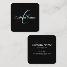 編集可能な筆記体スクリプトモノグラムブラックブルーホワイト