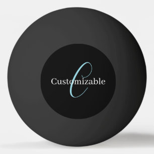 編集可能な筆記体スクリプトモノグラムブラックブルーホワイト 卓球ボール